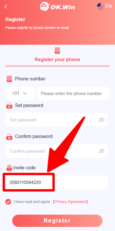 OK Win Invite Code